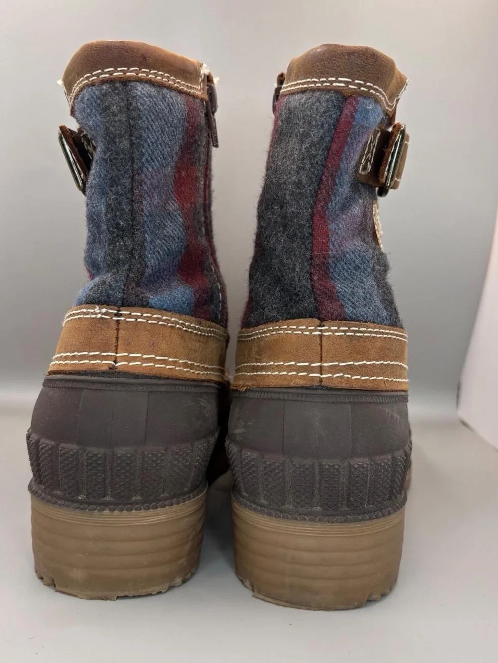 Kamik Brown and Blue Plaid Waterproof Winter Boots
